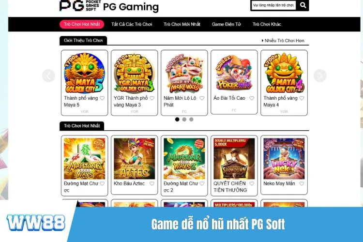 Game dễ nổ hũ nhất PG Soft